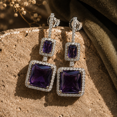 Amara Amethyst Geometric Drop Earrings