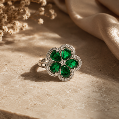 Emerald Bloom Statement Ring