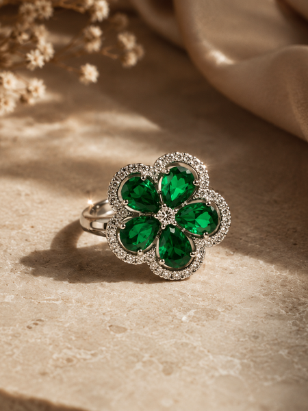 Emerald Bloom Statement Ring