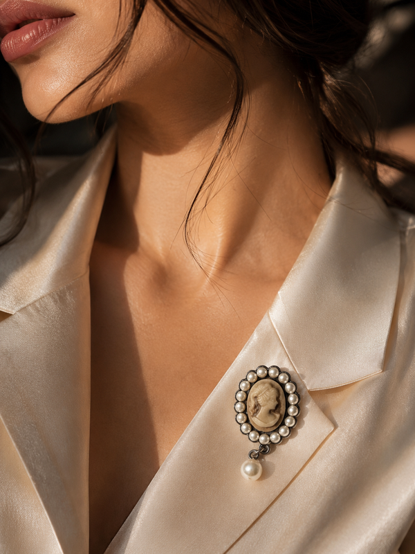 Regalia Pearl Cameo Brooch