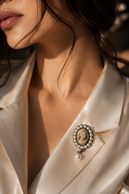 Regalia Pearl Cameo Brooch