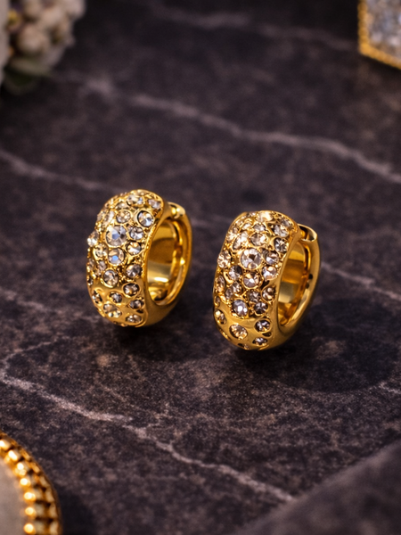 Aurora Pavé Gold Hoop Earrings