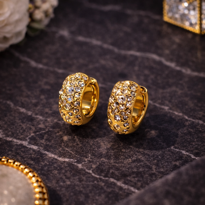 Aurora Pavé Gold Hoop Earrings