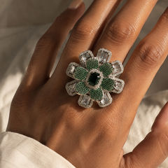 Verdant Bloom Cocktail Ring