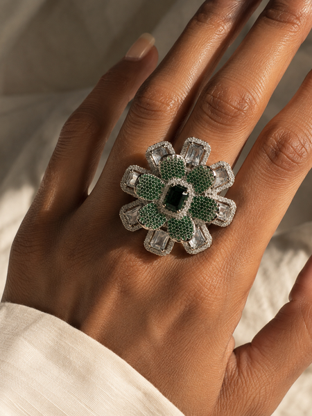 Verdant Bloom Cocktail Ring