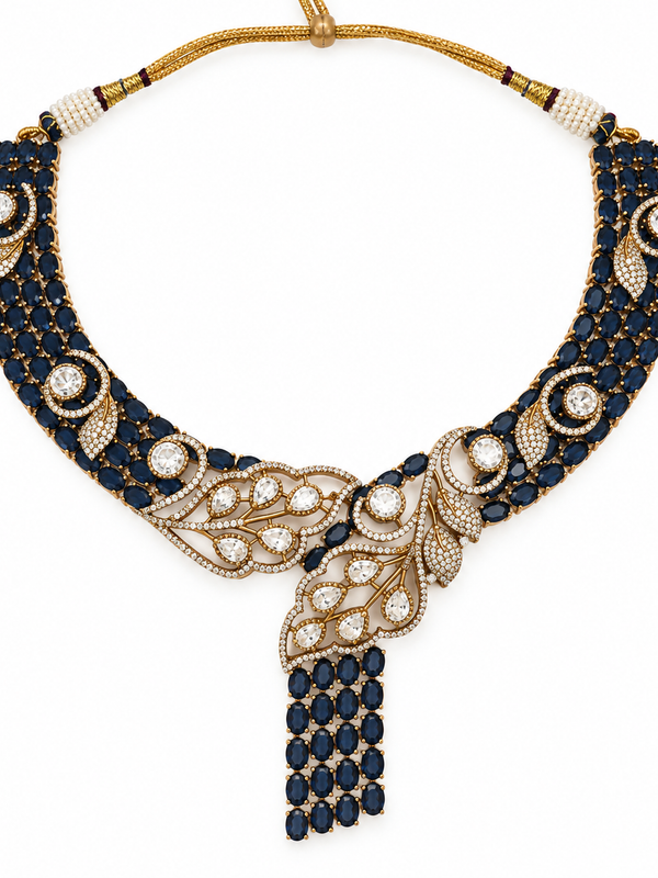 Neelanjali Sapphire Statement Necklace & Earrings Set