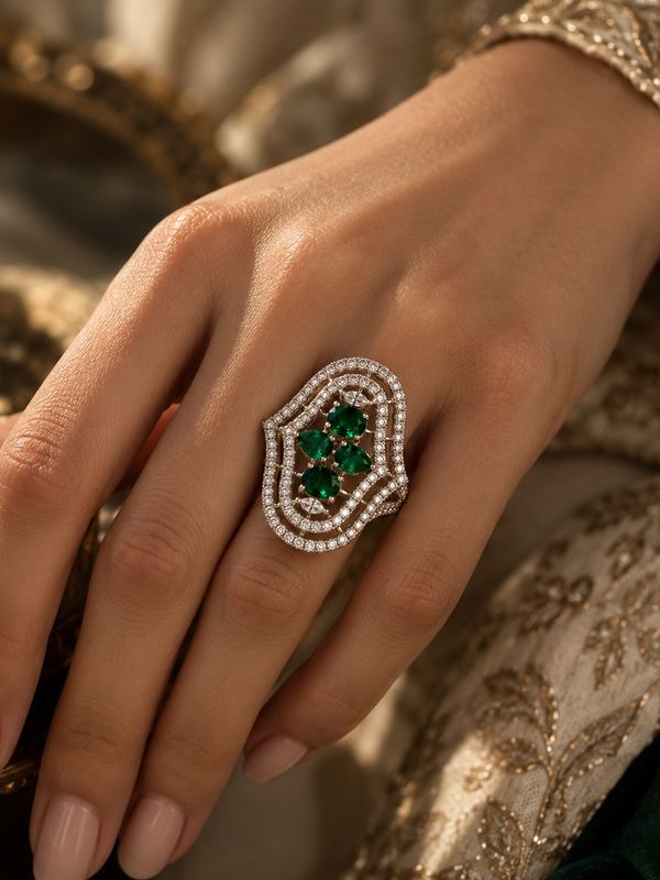 Emerald Noor Statement Ring