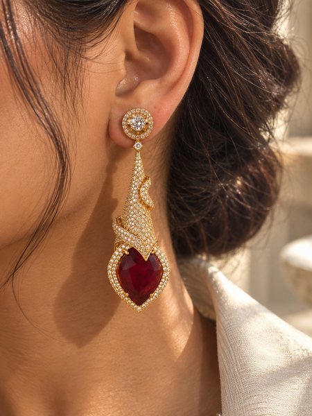 Mehr Ruby Sculptural Drop Earrings