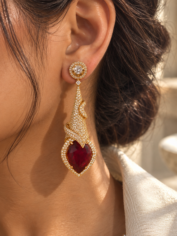 Mehr Ruby Sculptural Drop Earrings