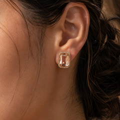 Champagne Radiance Emerald-Cut Stud Earrings