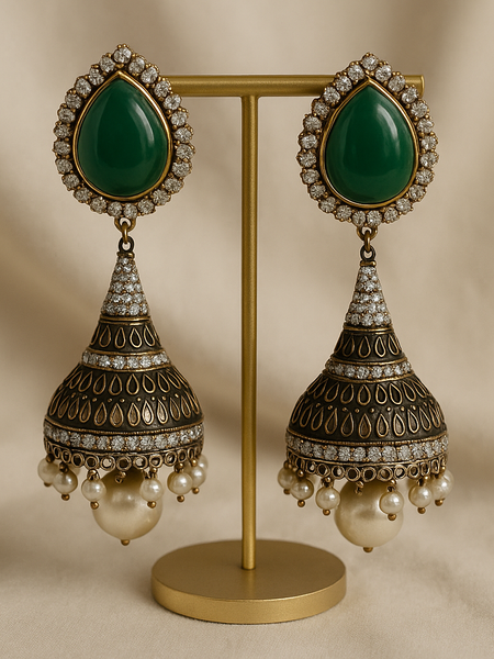 Meher Emerald Jhumka Earrings