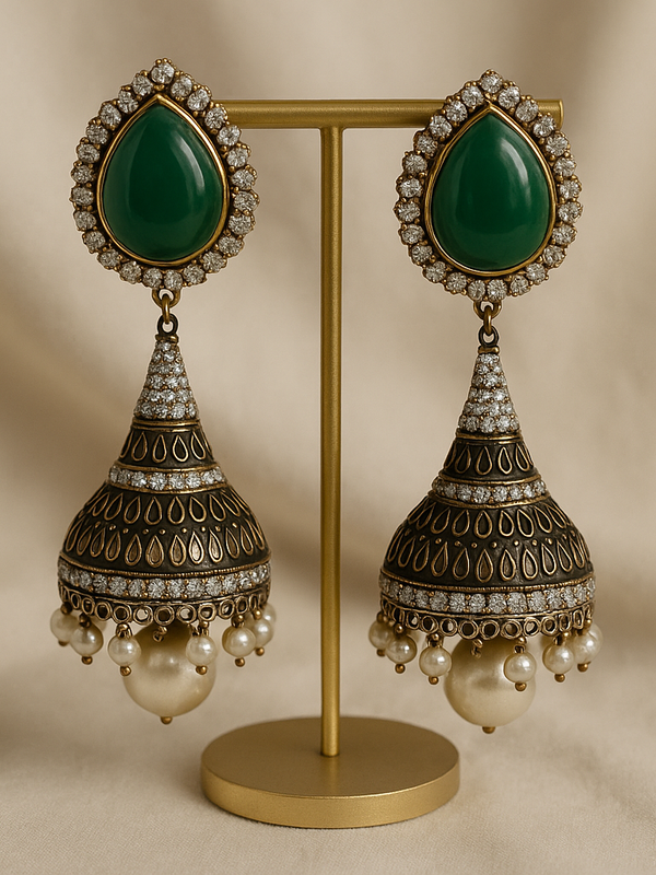 Meher Emerald Jhumka Earrings