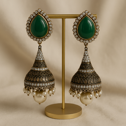 Meher Emerald Jhumka Earrings