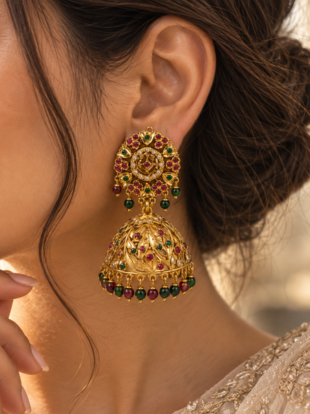 Rajkumari Navratan Jhumka Earrings