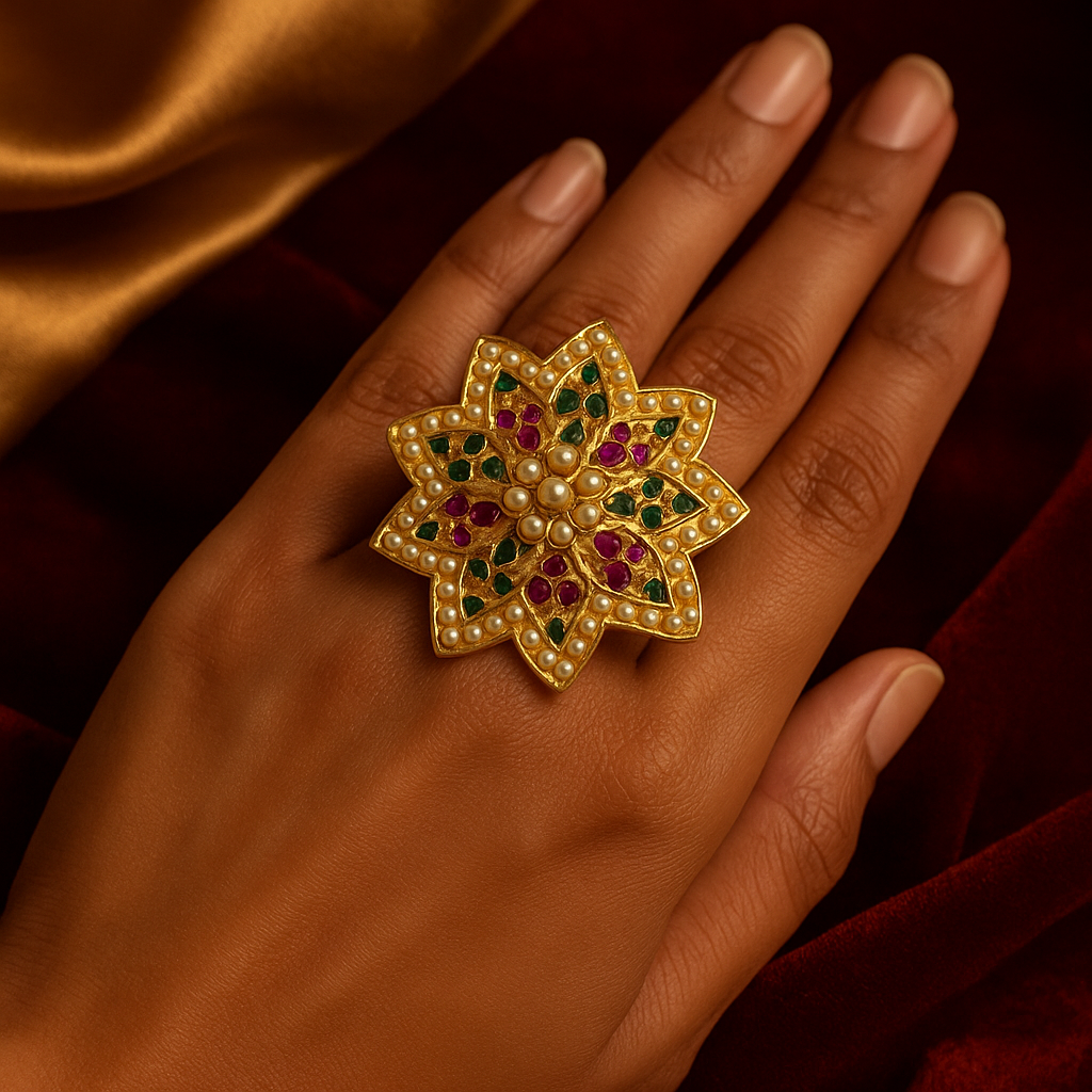 Nayantara Kundan Pearl Ring