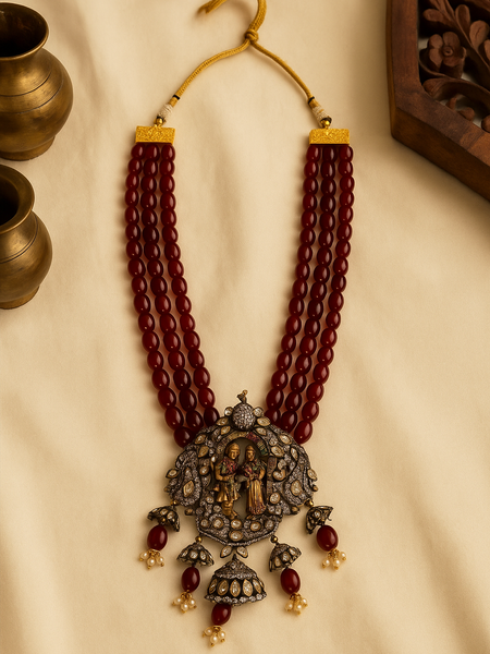 Temple Heritage Ruby & Pearl Necklace Set