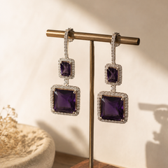 Amara Amethyst Geometric Drop Earrings