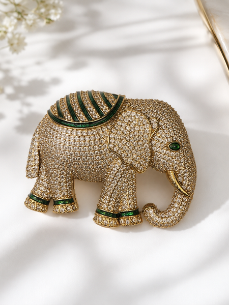 The Royal Emerald Elephant Brooch