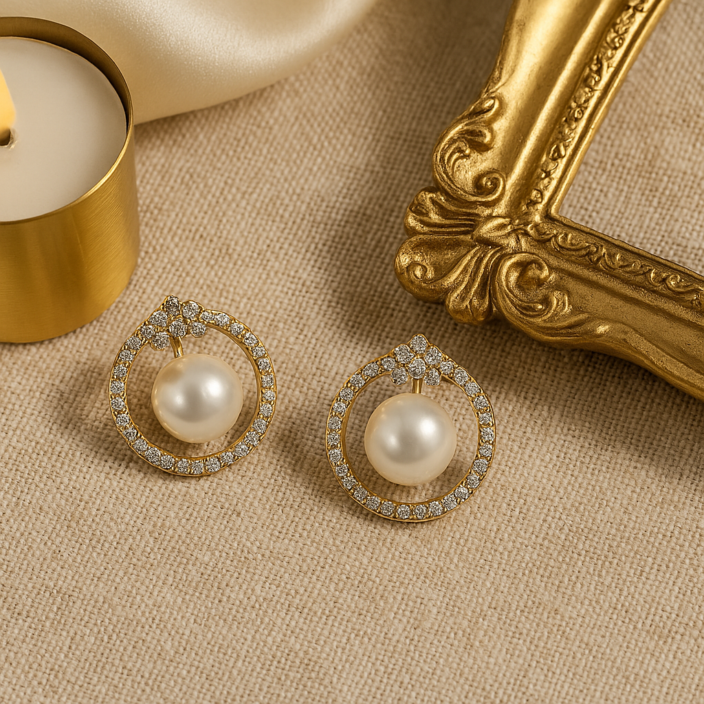 Celeste Pearl Halo Earrings