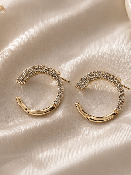 Nova Pavé Circle Stud Earrings
