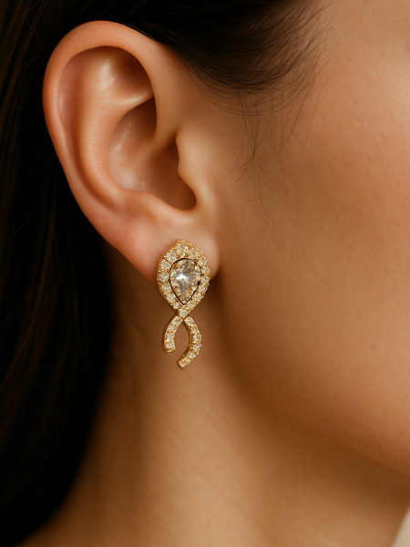 Sparkling Teardrop Loop Earrings