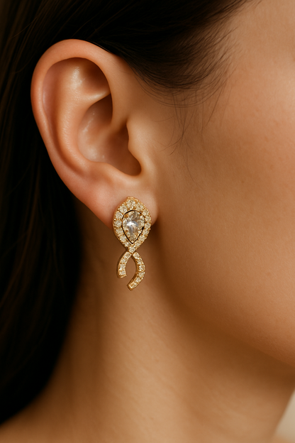 Sparkling Teardrop Loop Earrings
