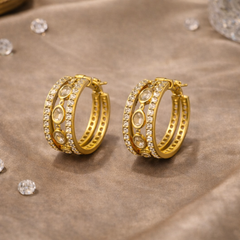 Classic Hoop Earrings with Crystal Stud
