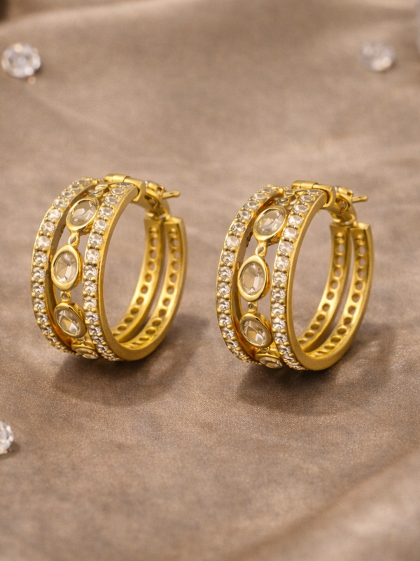 Classic Hoop Earrings with Crystal Stud