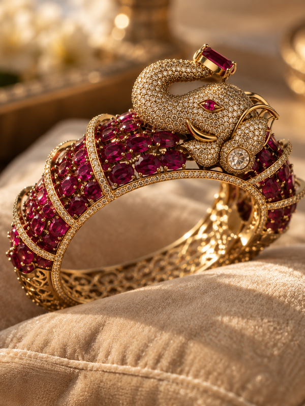 Gajraaj Ruby Royal Elephant Kada