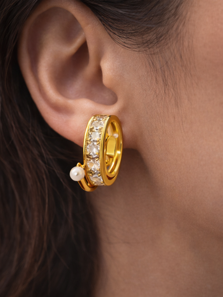 Aurielle Pearl Crystal Hoop Earrings