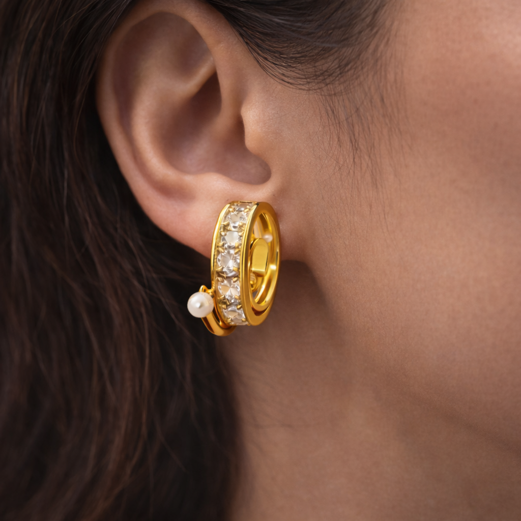 Aurielle Pearl Crystal Hoop Earrings