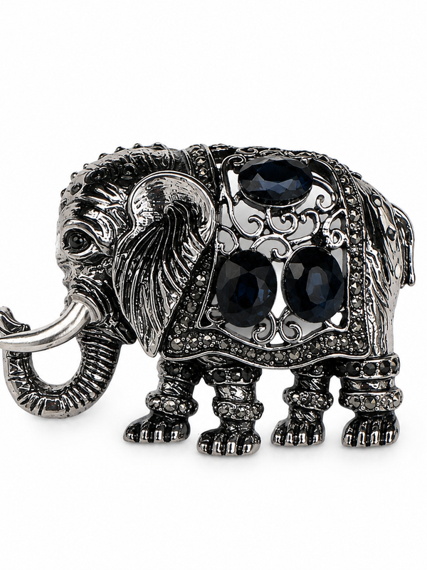 The Midnight Maharaja Elephant Brooch