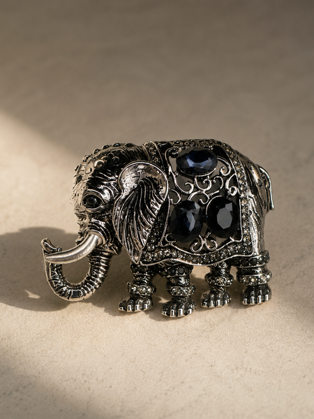The Midnight Maharaja Elephant Brooch
