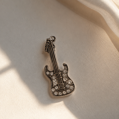 Rockstar Crystal Guitar Brooch