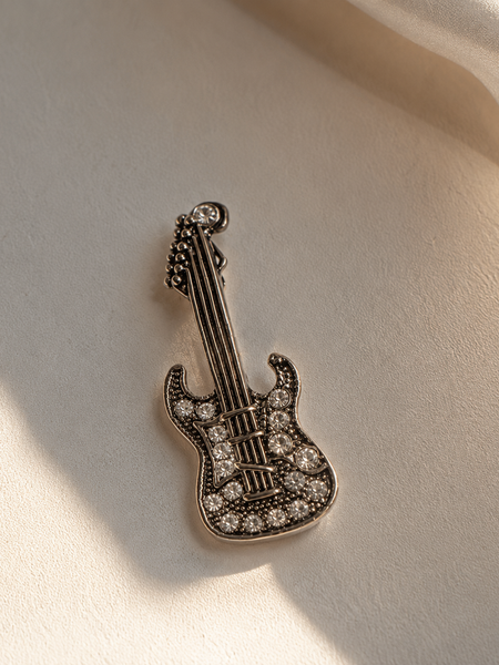 Rockstar Crystal Guitar Brooch