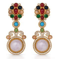 Mehr Navratna Long Necklace & Earrings Set