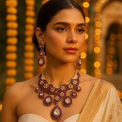 Maharani Gulzar Ruby Kundan Necklace Set