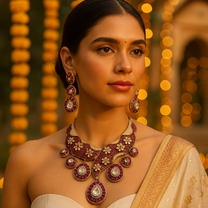 Maharani Gulzar Ruby Kundan Necklace Set