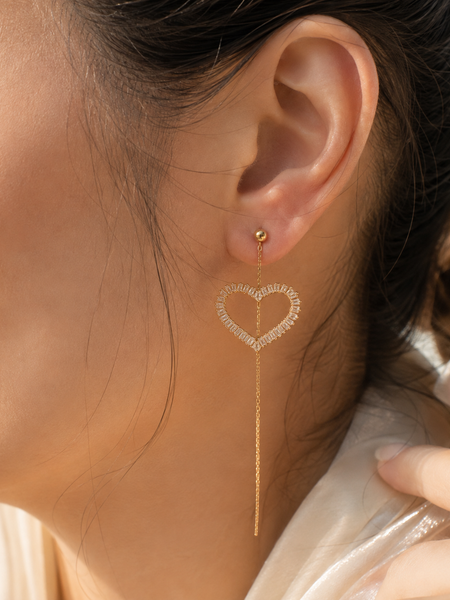 Amora Heart Threader Earrings