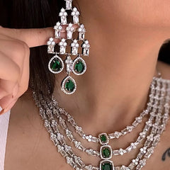 Emerald Cascade Diamond Necklace Set