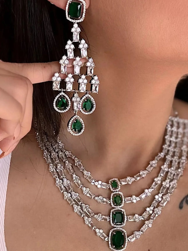 Emerald Cascade Diamond Necklace Set