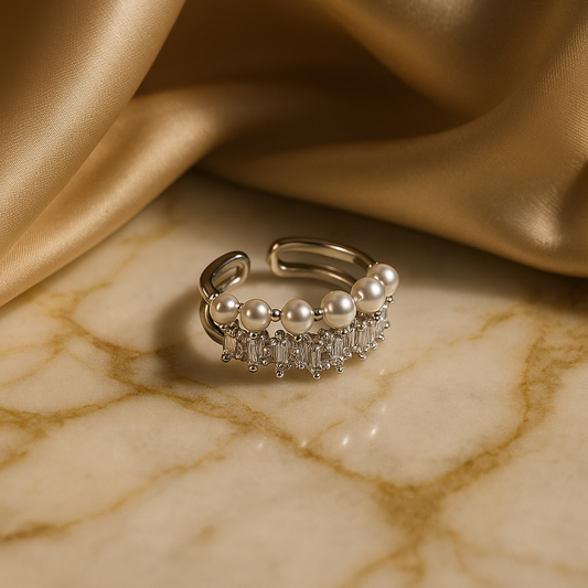 Pearl Cascade Adjustable Ring