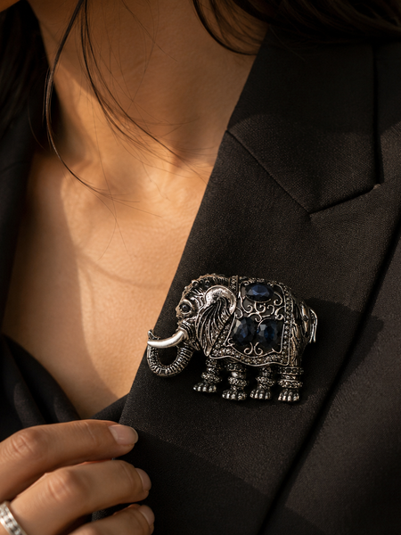 The Midnight Maharaja Elephant Brooch