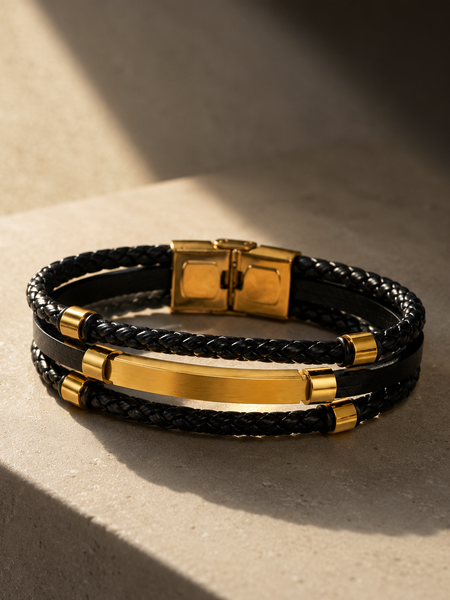 The Noir Layered Bar Bracelet