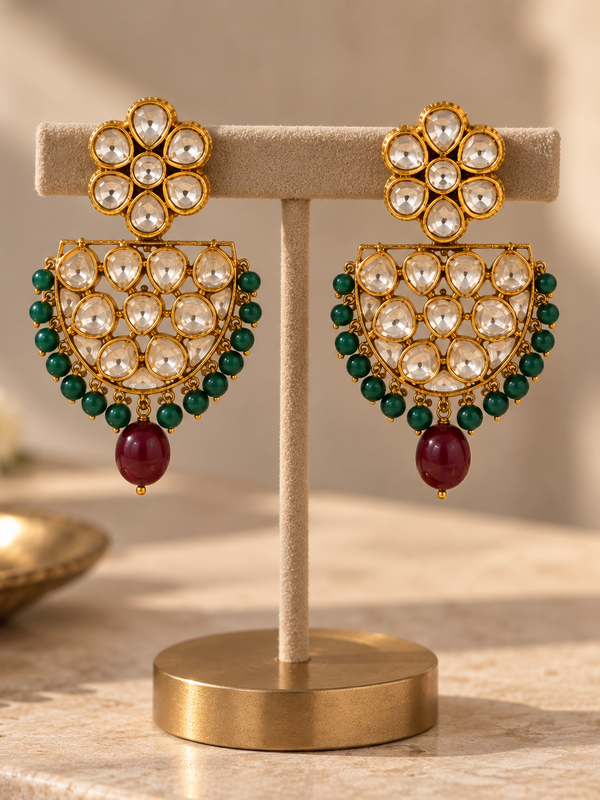 Meher Ruby & Emerald Polki Mala Necklace Set