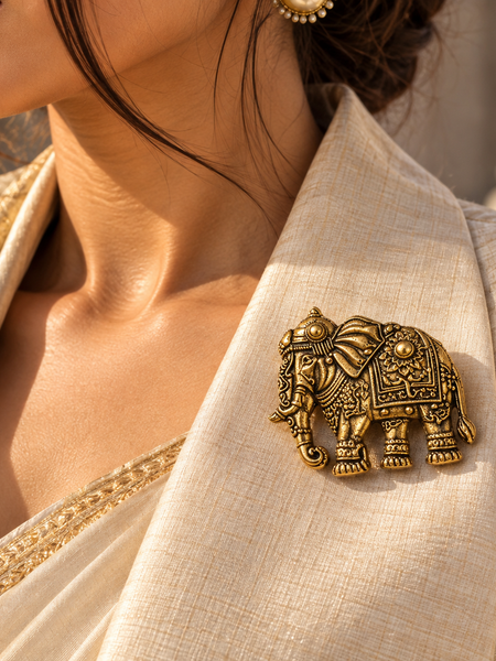Gajraj Heritage Elephant Brooch