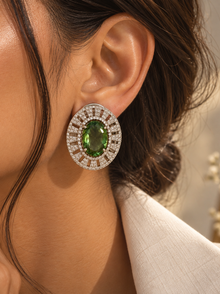 Elara Olive Halo Studs