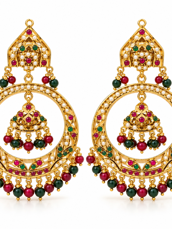 Jodha Navratan Chandbali Earrings