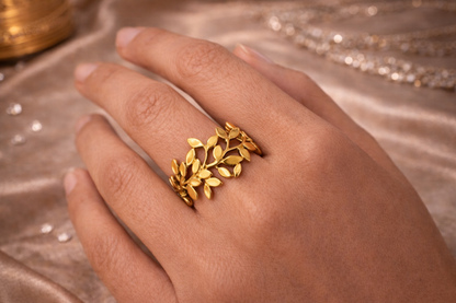 Golden Vine Leaf Ring