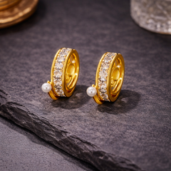 Aurielle Pearl Crystal Hoop Earrings